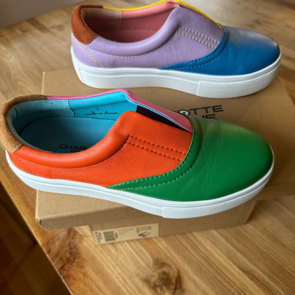 PRIDE Charlotte Stone Arianne colorful flats Carnival size 7 mismatched sneakers - Picture 6 of 16
